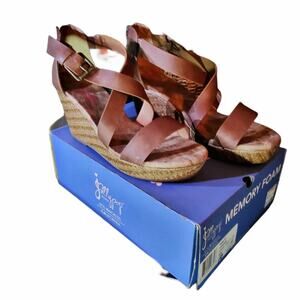 Jellypop Halo Cognac Strappy Wedge Sandals Size 10 & 11